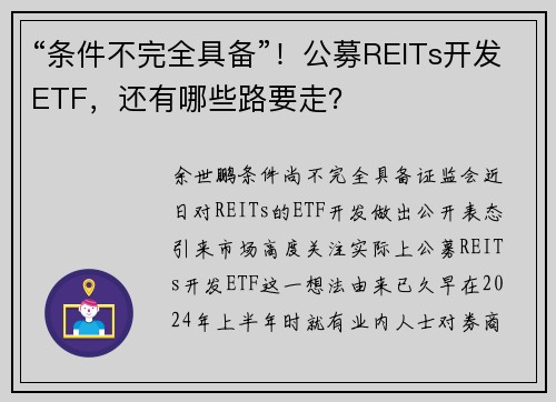 “条件不完全具备”！公募REITs开发ETF，还有哪些路要走？