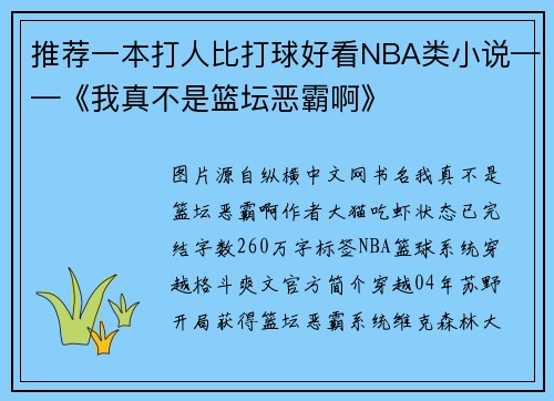 推荐一本打人比打球好看NBA类小说——《我真不是篮坛恶霸啊》